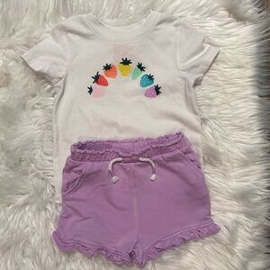Cat & Jack Toddler Girl 2 Piece Tee & Shorts Set Size 18 Months